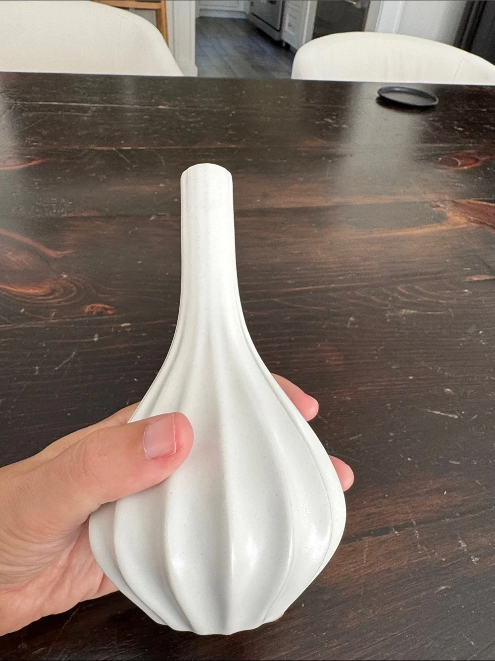 Vintage Jonathan Adler White Fluted Ceramic Bottle Vase